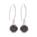 Mood at Midnight,'Black Onyx Bead Sterling Silver Dangle Earrings'