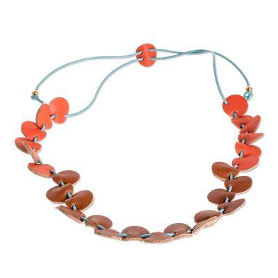 Warm Stepping Stones,'Handmade Leather Necklace with Hematite Beads'