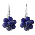 Blue Grapes,'Lapis Lazuli Cluster Dangle Earrings from Thailand'