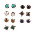 Everyday Looks,'Handmade Multi-Gemstone Stud Earrings (Set of 7)'
