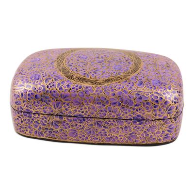 Kashmir Cheer in Purple,'Purple Lacquerware Papier Mache Box'