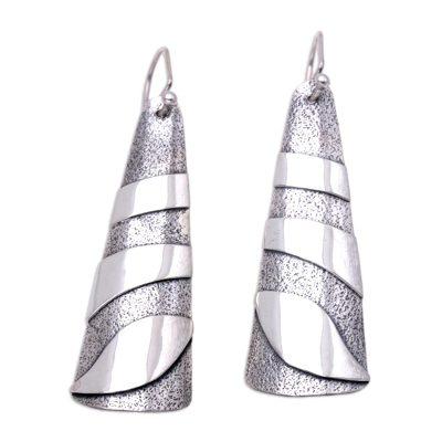 Modern Sand,'Modern Sterling Silver Dangle Earrings from Bali'