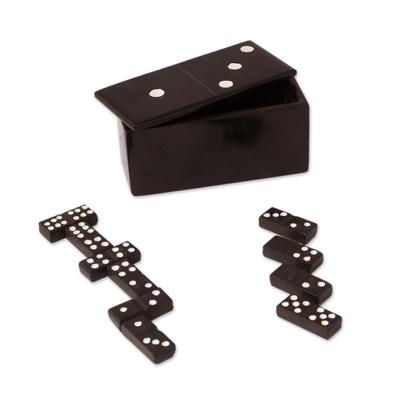 Strategic Chance,'Black Marble Domino Set from Mexico'