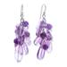 Amethyst cluster earrings, 'Violet Clouds' - Beaded Amethyst Earrings