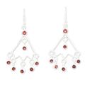 Red Caresses,'Sterling Silver Chandelier Earrings with Natural Garnet Gems'