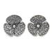 Turning Heads,'Handmade Sterling Silver Floral Button Earrings'