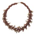 Splendid Luck,'Chocolate and Tan Recycled Beaded Glass Statement Necklace'