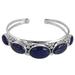 Blue Allure,'Lapis Lazuli Gemstone and Sterling Silver Cuff Bracelet'