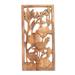 Heron Pond,'Heron Lilies and Lotus Wall Relief Panel in Hand Carved Wood'