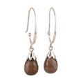 Glittering Drops,'10-Carat Smoky Quartz Dangle Earrings from India'