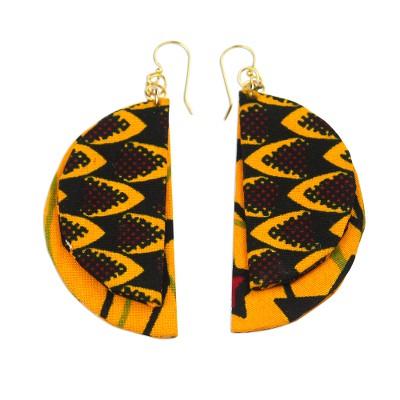Selikem Stars,'Star Motif Cotton Fabric Dangle Earrings from Ghana'