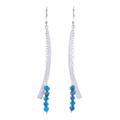 Bright Curve,'Modern Apatite Beaded Dangle Earrings from Thailand'