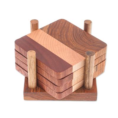 Cool Nature,'Handmade Wood Coasters and Holder fro...