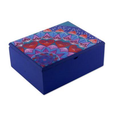 Blue Delight,'Decoupage Wood Tea Box in Blue from Costa Rica'