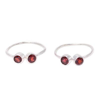 Twin Elegance,'Sparkling Garnet Toe Rings Crafted ...