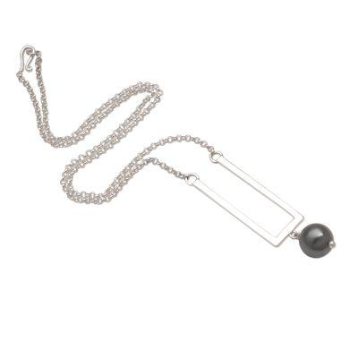 In Tune,'Grey Cultured Pearl and Sterling Silver Necklace form Bali'