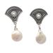 Sea Wonders,'Sea-Themed Dangle Earrings with Grey and White Pearls'