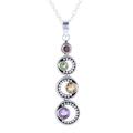 'Crescent Motif Multi-Gemstone Pendant Necklace from India'