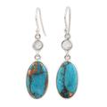 Celestial Light,'Rainbow Moonstone and Composite Turquoise Silver Earrings'