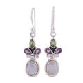 Eternal Charisma,'Rainbow Moonstone, Amethyst and Peridot Earrings from India'