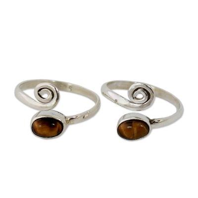 Tiger's eye toe rings, 'Insight' (pair)