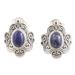 India's Royalty,'Sterling Silver Button Earrings with Lapis Lazuli Jewels'