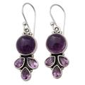 Lilac Color,'Amethyst Handcrafted Silver Earrings from India'