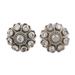 Charming Clarity,'Floral Cubic Zirconia and Sterling Silver Button Earrings'