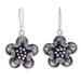 Tribal Flower,'Handmade Sterling Silver Floral Dangle Earrings'