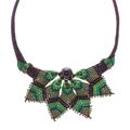 Bohemian Star,'Garnet Macrame Pendant Necklace from Thailand'