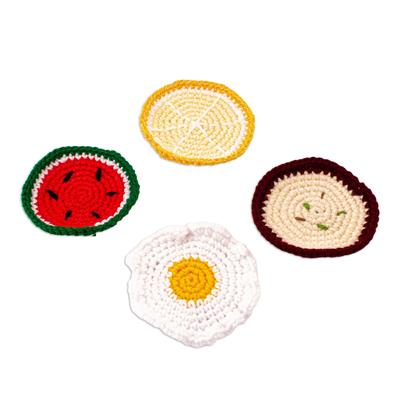 Good Taste,'Food-Themed Crocheted Coasters (Set of...