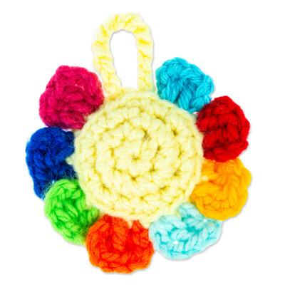 Cute Flower,'Flower Crocheted Charm for Handbags Handmade in Mexico'