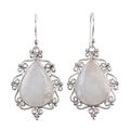 Spiral Drops,'Rainbow Moonstone and Sterling Silver Earrings from India'