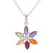 Floral Chakra,'Multi-Gemstone Floral Pendant Necklace from India'