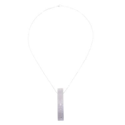 Modern Sliver,'Sterling Silver and Wood Pendant Necklace (2.9 In.)'