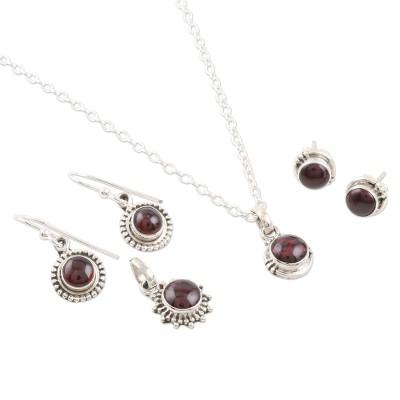 Devoted,'Hand Made Garnet and Sterling Silver Jewelry Set'