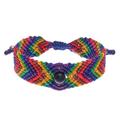 Rainbow Cool,'Onyx Bead and Macrame Rainbow Bracelet'