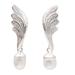 Heavenly Plumes,'Wing-Shaped Cultured Pearl Dangle Earrings from Bali'