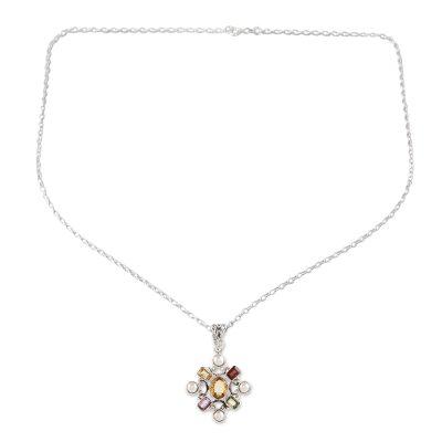 Alluring Style,'Multi-Gemstone Pendant Necklace Crafted in India'