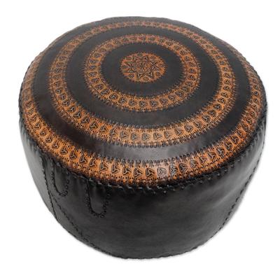 Manaus Star,'Handcrafted Leather Ottoman Cover'