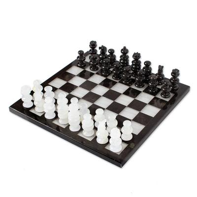 Onyx and marble chess set, 'Triumph' - Collectible Stone Chess Set