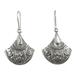 Colonial Fan,'Colonial Inspired Mexican Sterling Silver Dangle Earrings'