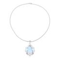 Basket of Blossoms,'Blue Topaz and Cultured Pearl Necklace with Larimar'