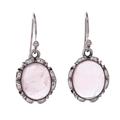 Alluring in Pink,'Rose Quartz Sterling Silver Dangle Earrings'