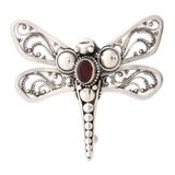 'Scarlet Dragonfly' - Indonesian Garnet and Silver Cocktail Ring