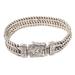 Serene Leader,'Men's Sterling Silver Bracelet with Snake Chains'