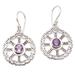 Third Eye,'Amethyst and Sterling Silver Dangle Earrings'