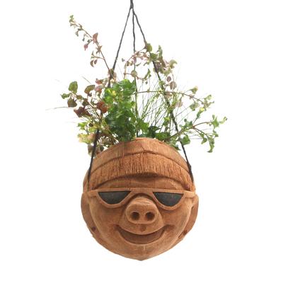 Funny Face,'Handcrafted Coconut Shell Planter'