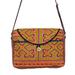 Colorful Hmong,'Geometric Hmong Cotton Blend Messenger Bag from Thailand'