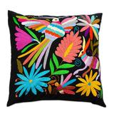 Tenango Night,'Tenango Style Embroidered Cushion Cover With Zipper'